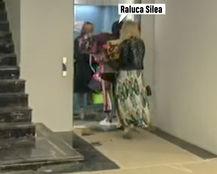După party, Raluca a fost ajutată de două prietene să își ducă acasă cadourile