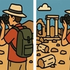 Test de perspicacitate | Identificați toate cele 3 diferențe dintre turistul din dreapta și cel din stânga!