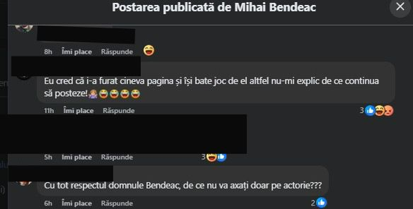 Cum au reacționat oamenii, după ce au citit mesajul postat de Mihai Bendeac. Sursa foto: captură Facebook