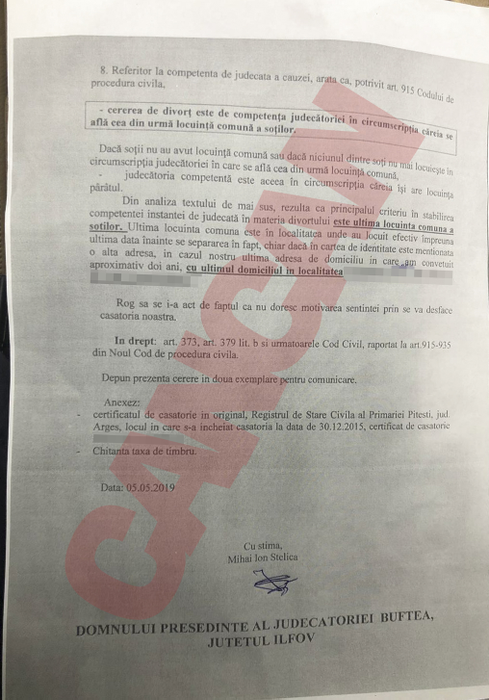 Acțiunea originală depusă la Judecătorie