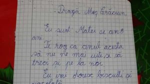 Scrisoare emoționantă! Ce i-a scris un băiețel de opt ani lui Moș Crăciun.  „Te rog ca anul acesta să nu ne mai uiţi şi să treci şi pe la noi”