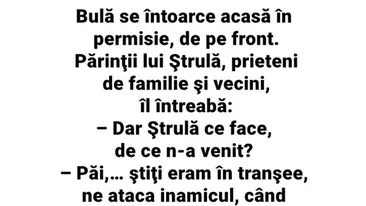 BANC | Bulă se întoarce acasă, în permisie, de pe front