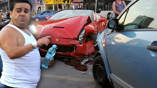 Momentul în care Adrian Minune și-a distrus bolidul într-un accident rutier în București