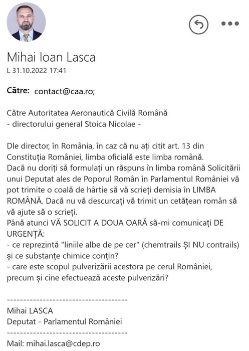 Al doilea mesaj trimis de către deputat Sursă foto: Facebook