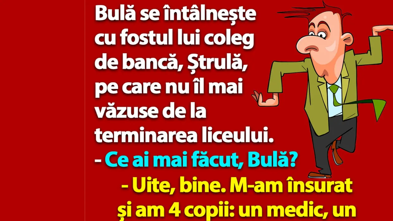 BANC | Bulă are 4 copii: un medic, un profesor, un arhitect și un hoț de buzunare