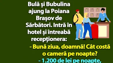 BANC | Bulă și Bubulina ajung la Poiana Brașov de Sărbători: Cât costă o cameră!