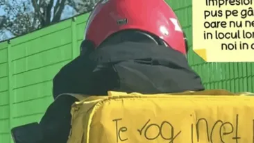 Ce mesaj a scris un livrator Glovo pe rucsacul său. A devenit viral: ”Te rog, încet...”