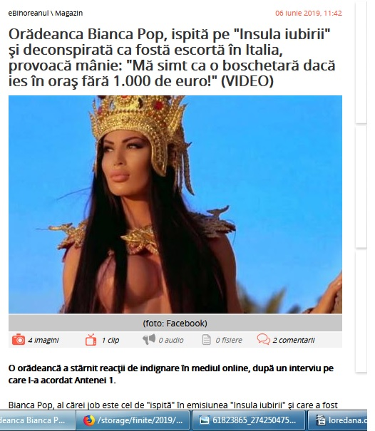 În presă s-a scris că Bianca Pop ar fi fost escortă în Italia