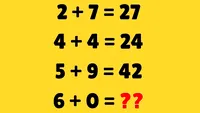 Test de inteligență exclusiv pentru genii | Dacă 2+7=27, 4+4=24 și 5+9=42, cât fac 6+0?