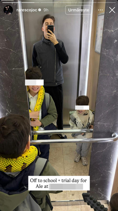 Rareș Cojoc a fost alături de fiul lui la probele pentru școala la care va merge din toamnă- sursa- social media