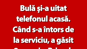 BANC | Bulă și-a uitat telefonul acasă. Când s-a întors de la serviciu, a găsit 2 mesaje