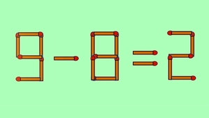Test IQ cu chibrituri | Corectați 9-8=2, mutând un singur băț