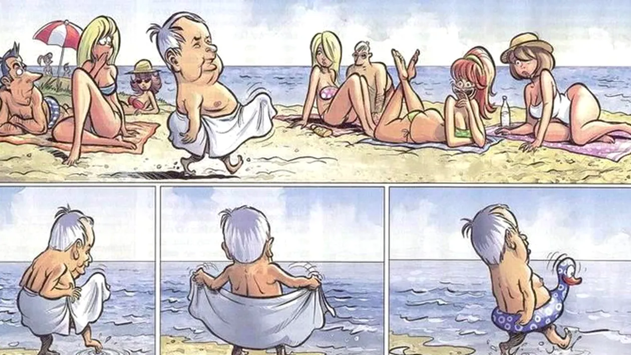 Caterinca totala! Ramona Gabor il ia la misto pe Irinel Columbeanu - Vezi caricatura cu el pe plaja si cu prosopul sculat in fata!