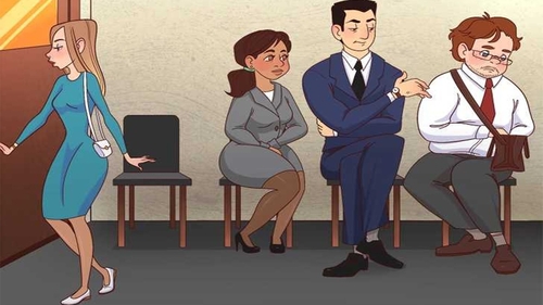 Test de inteligență | În poza aceasta apar 4 oameni, aflați la un interviu de job, dar s-a strecurat și o mare greșeală. Găsiți-o!