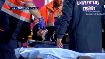 Groază pe stadionul din Iași! Mihăilă, inconștient pe gazon, Martici se roagă pentru viața lui! VIDEO