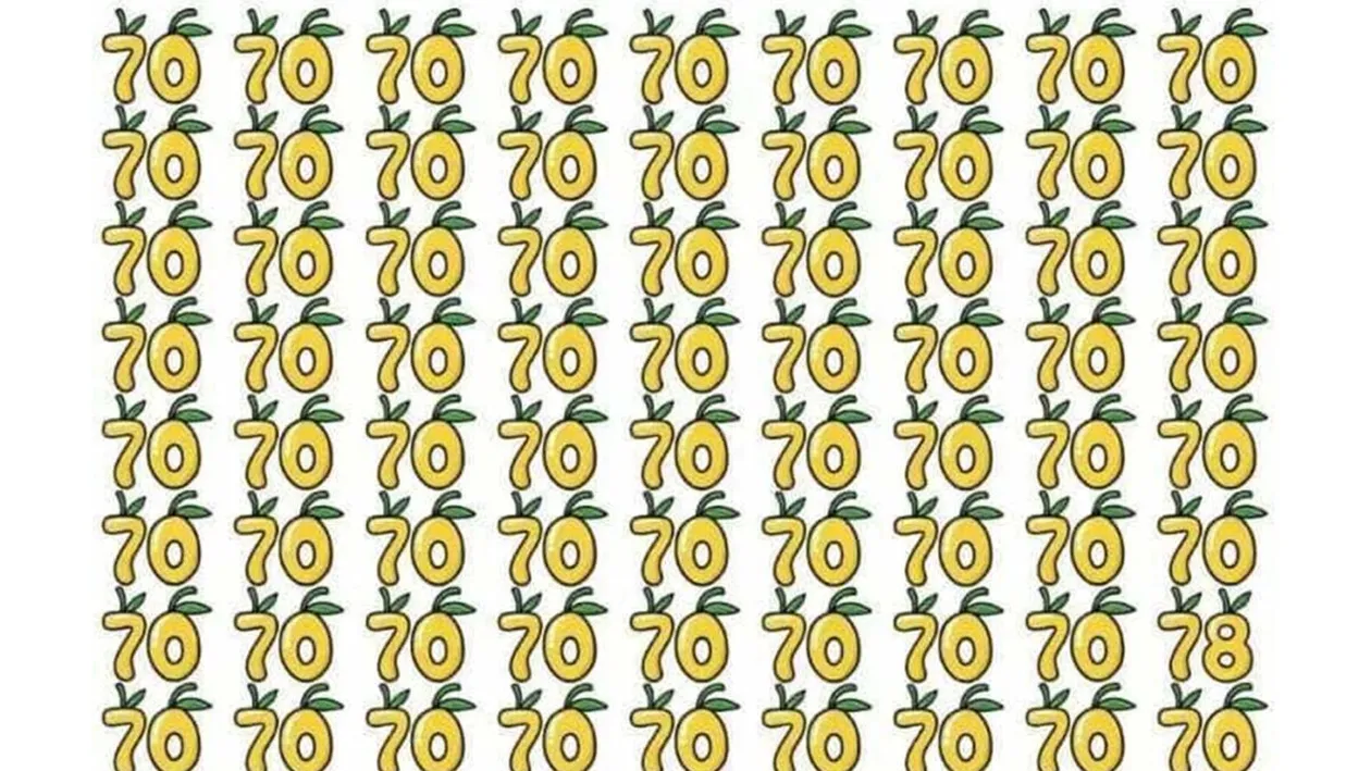 Test de perspicacitate | Găsiți numărul 78 camuflat printre 70, în cel mult 7 secunde