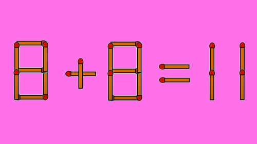 Test IQ cu chibrituri | Mutați un singur băț, pentru a corecta 8 + 8 = 11