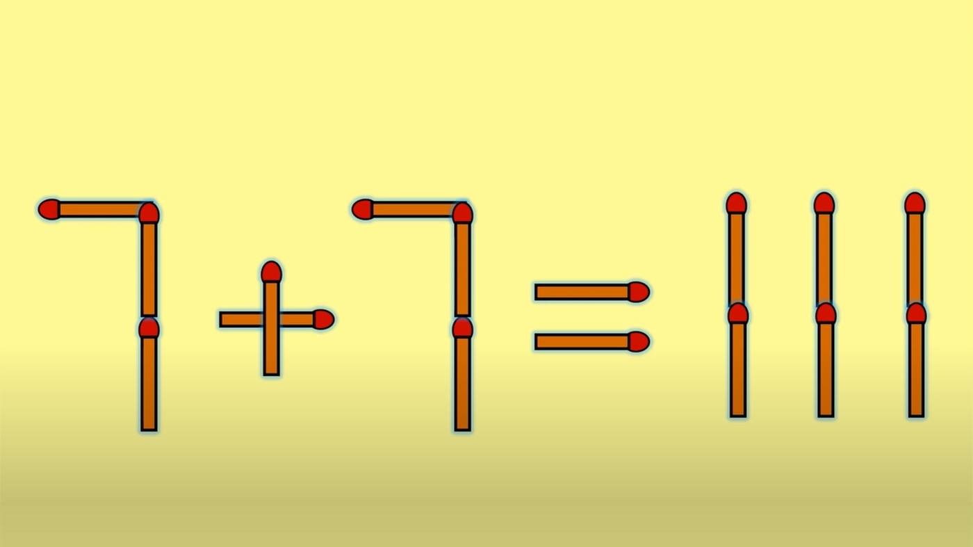 Test IQ cu chibrituri | Corectați 7 + 7 = 111, mutând un singur băț