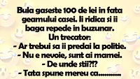 BANCUL ZILEI | Bulă găseşte 100 de lei în faţa geamului casei