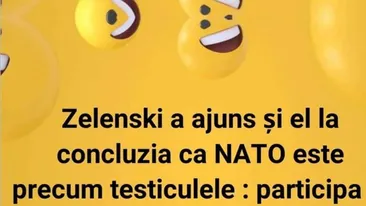 BANC | Zelenski a ajuns și el la concluzia că NATO este precum testiculele: participă, dar..