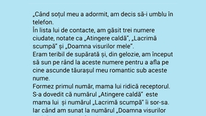 BANC | "Când soțul meu a adormit, am decis să-i umblu în telefon"