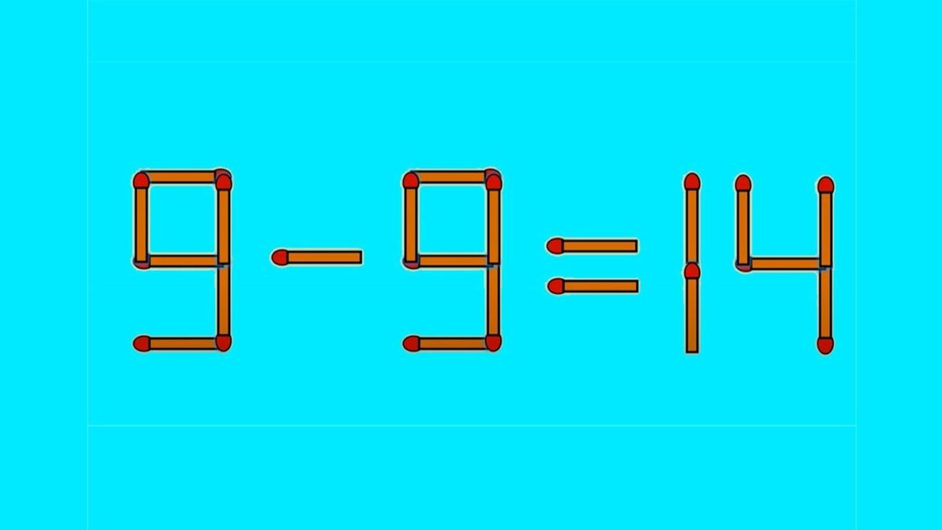 TEST IQ | Corectați 9 - 9 = 14, mutând un singur băț de chibrit