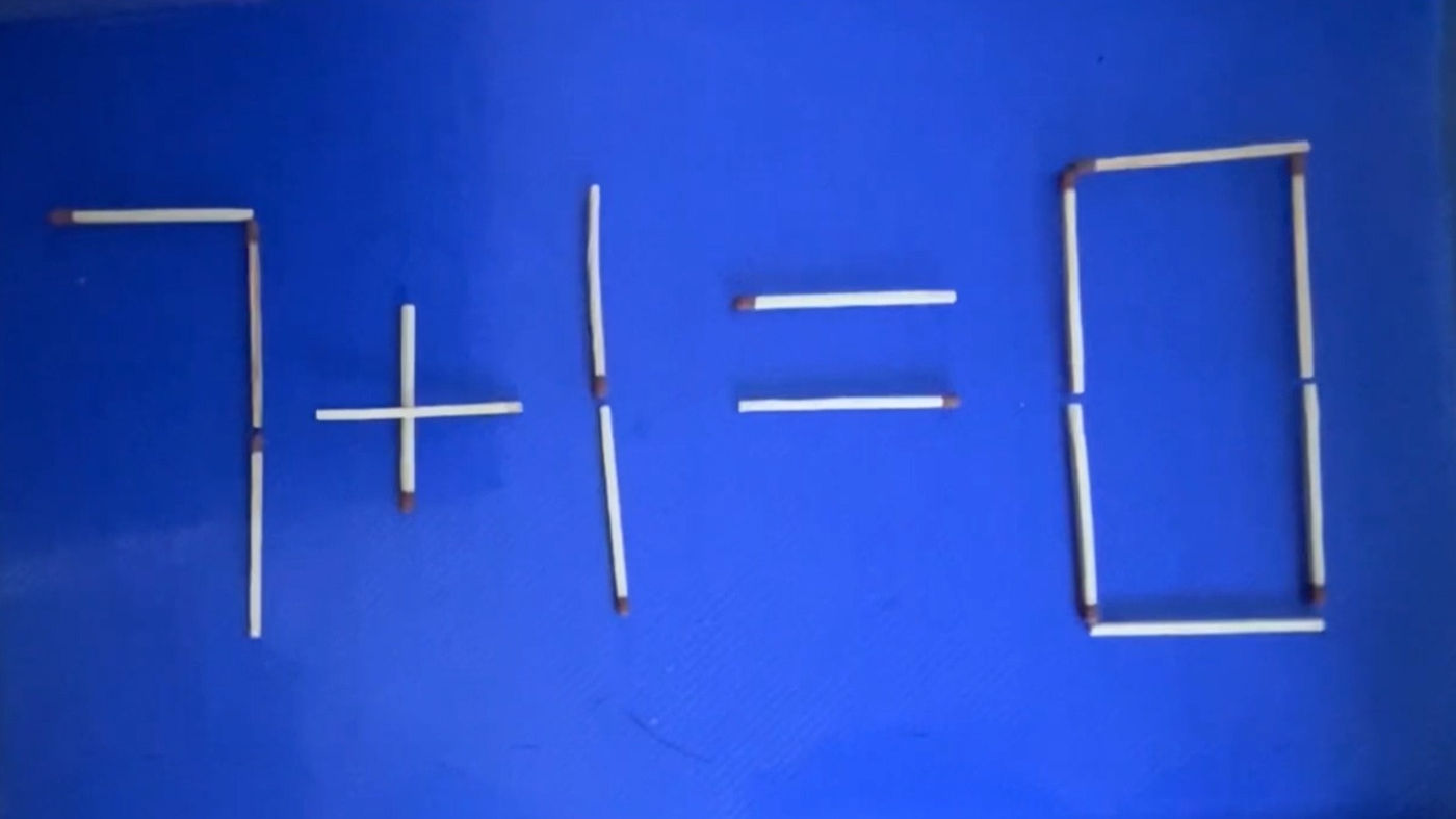 Test de inteligență | Mutați un singur chibrit pentru a corecta 7 + 1 = 0