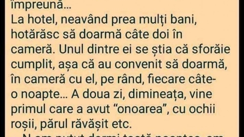 Bancul de weekend: „Patru prieteni își petrec vacanța împreună”