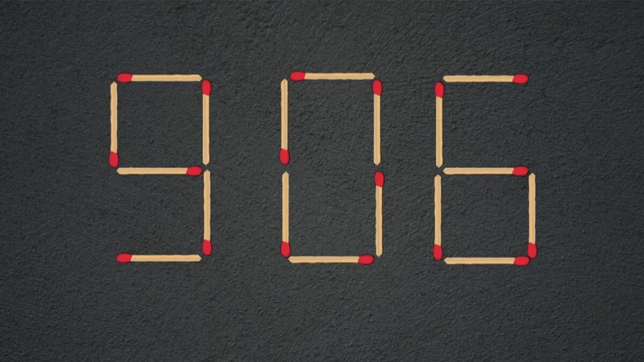 Test IQ exclusiv pentru genii | Mutați 2 chibrituri, pentru a transforma 906 în cel mai mare număr cu putință