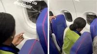 Pasagerii în alertă! Geam spart la Wizz Air, lipit cu scotch înainte de decolare