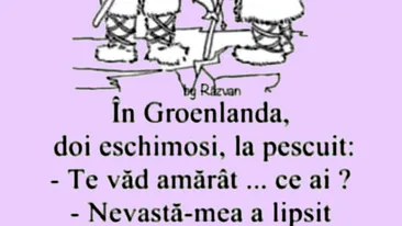 BANC | În Groenlanda, doi eschimoși discută: Nevastă-mea a lipsit azi-noapte din iglu