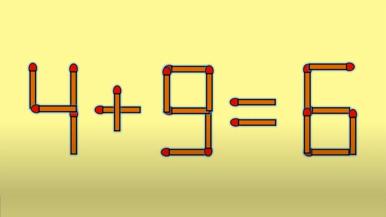 Test IQ cu chibrituri | Corectați 4 + 9 = 6, mutând un singur băț