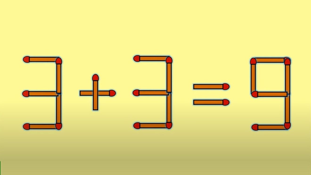 Test IQ cu chibrituri | Mutați un singur băț, pentru a corecta 3 + 3 = 6