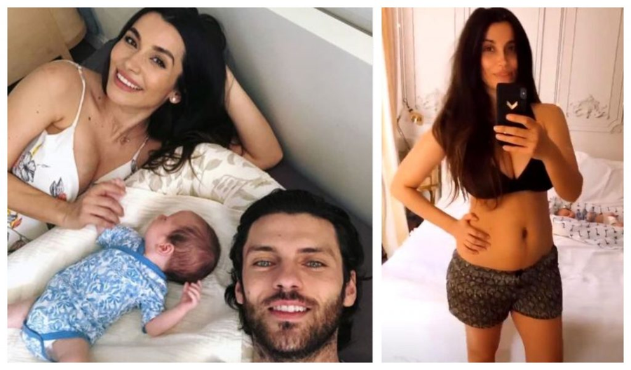 Lili Sandu și Silviu Țolu au ales numele Thomas Jay pentru fiul lor. Având pantaloni scurți și sutien pe ea, vedeta și-a făcut un selfie ca să arate tuturor cum arată abdomenul ei la 40 de zile după ce a născut © Instagram / Instagram Stories 