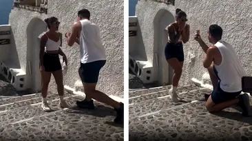 Nu e un banc! Ce a pățit acest tânăr în Santorini, după ce s-a așezat în genunchi pentru a-și cere iubita în căsătorie