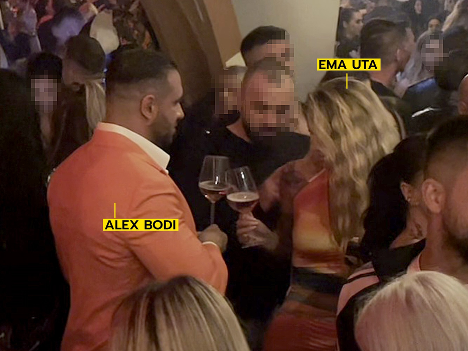 Alex Bodi și Ema Uta ciocnesc un pahar cu șampanie