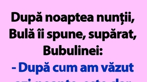 BANC | După noaptea nunții, Bulă îi spune, supărat, Bubulinei