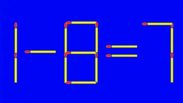 Test IQ cu chibrituri | Corectați 1 - 8 = 7, mutând un singur băț