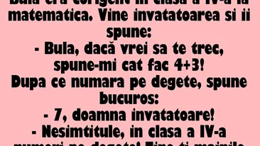 BANC | Bulă, dacă vrei să te trec la matematică, spune-mi cât fac 4+3!
