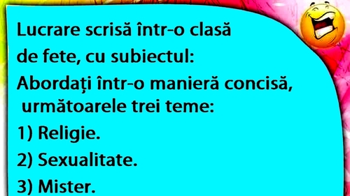 BANC | Lucrare scrisă, într-o clasă de fete