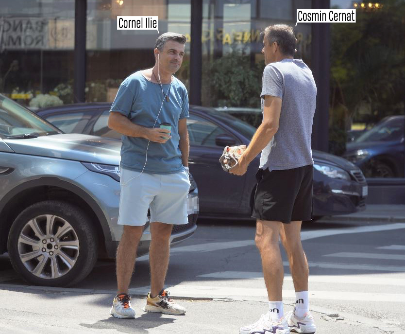 Cornel Ilie și Cosmin Cernat discută în plină stradă, în zona Dorobanți