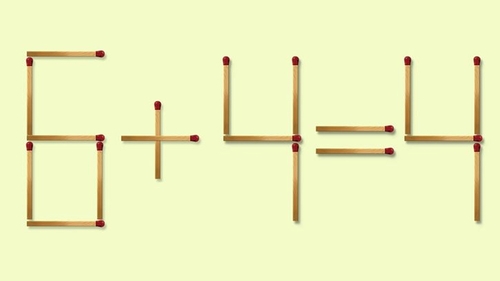 Test IQ cu chibrituri | Mutați 1 băț pentru a corecta egalitatea: 6+4=4. Doar geniile găsesc toate cele 3 soluții!