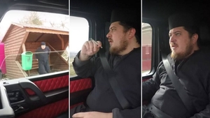 Reacția unui preot din Romania, după ce a fost luat la ocazie de un șofer cu un Mercedes G-class. Până la urmă și-a aprins o țigară | VIDEO