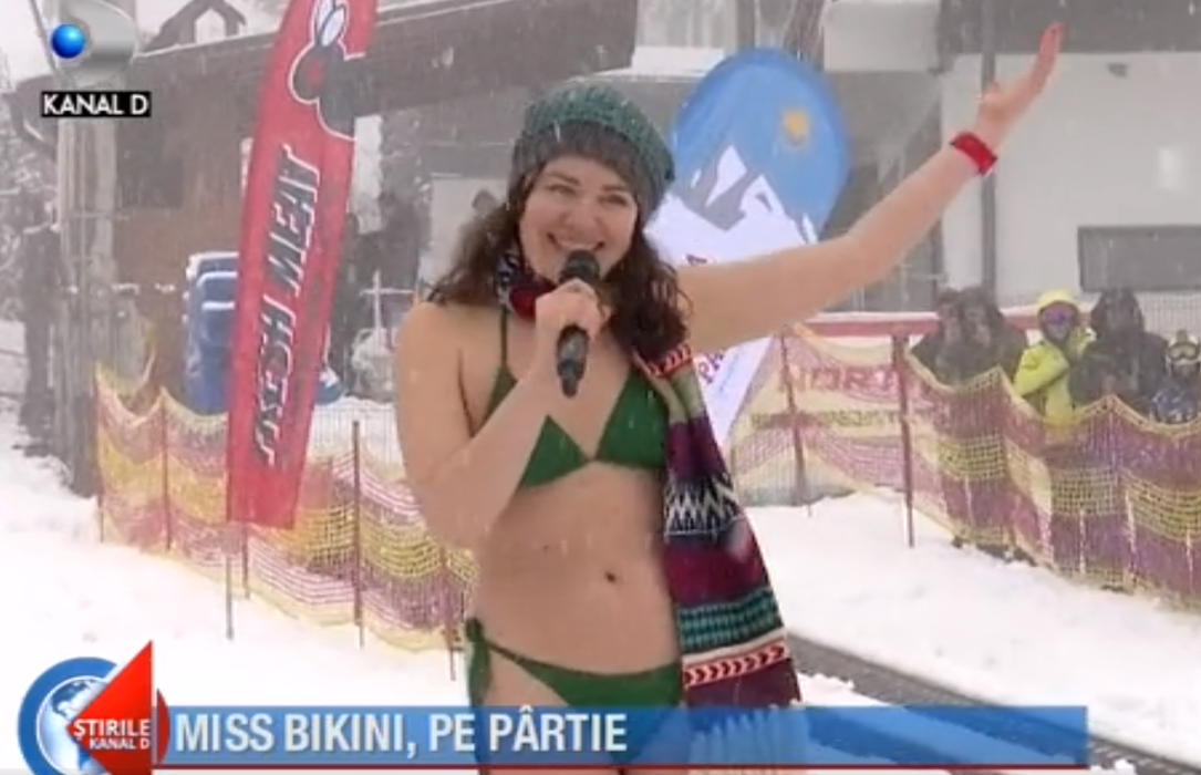 O româncă a apărut în lenjerie intimă pe partia de schi din Păltiniș. Imagini realizate ieri