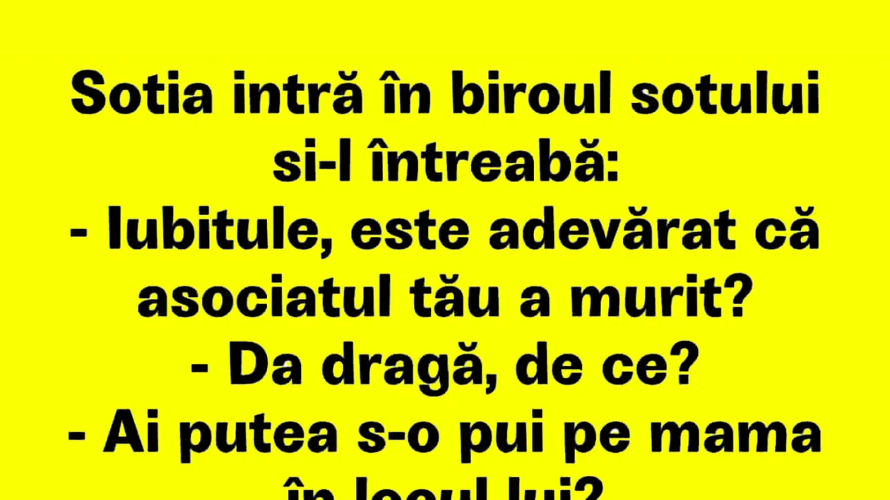 Bancul dimineții | Soția intră în biroul soțului