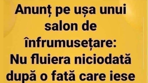 BANCUL ZILEI | Anunț pe ușa unui salon de înfrumusețare