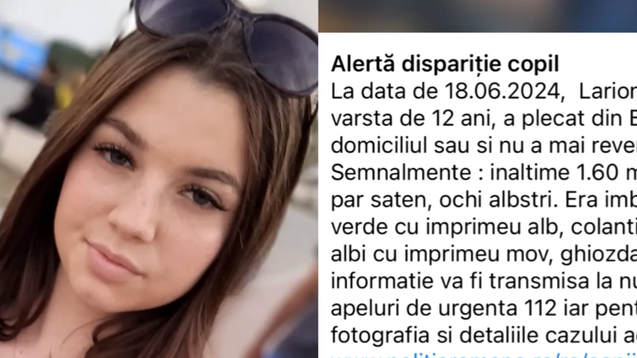Alertă dispariție copil! Denisa, o fată de 12 ani, este de negăsit. Dacă o vedeți, sunați la 112