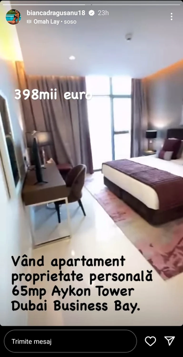 Bianca Drăgușanu a mai scăzut din prețul exorbitant al apartamentului din Dubai. Câți euro cere acum pentru locuința aflată într-un complex rezidențial de lux