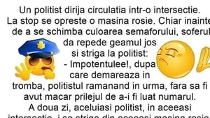 BANCUL ZILEI | Un polițist dirija circulația într-o intersecție