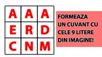 Test de inteligență | Formați un cuvânt din cele 9 litere din imagine: a, a, a, e, r, d, c, n și m